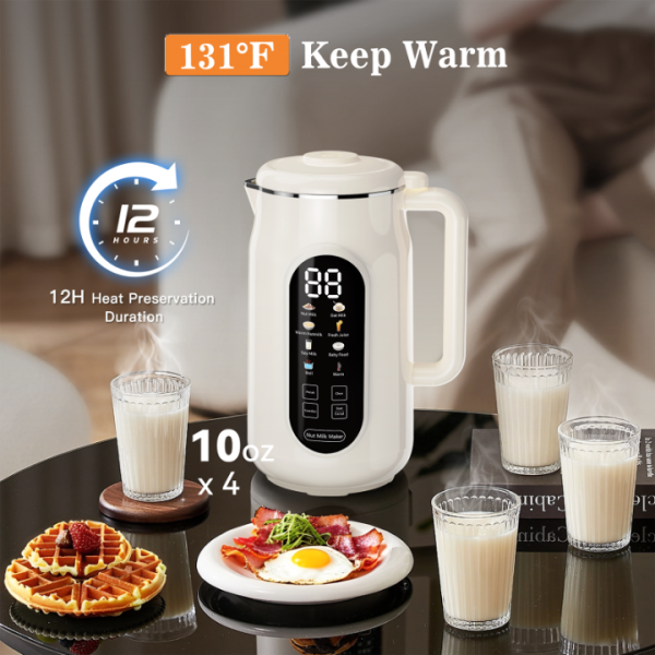 10 in 1 Nut Milk Maker Machine，42oz IMD Screen Almond Milk Maker, Soy Milk Maker with Self-Cleaning, Delay Start, Keep Warm, Automatic Plant-Based Milk Blender for Juice, smoothie, Soup, Boil Water
