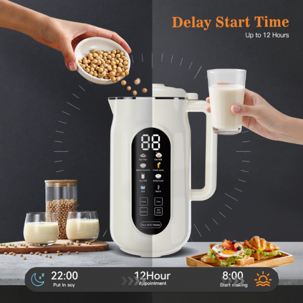 10 in 1 Nut Milk Maker Machine，42oz IMD Screen Almond Milk Maker, Soy Milk Maker with Self-Cleaning, Delay Start, Keep Warm, Automatic Plant-Based Milk Blender for Juice, smoothie, Soup, Boil Water