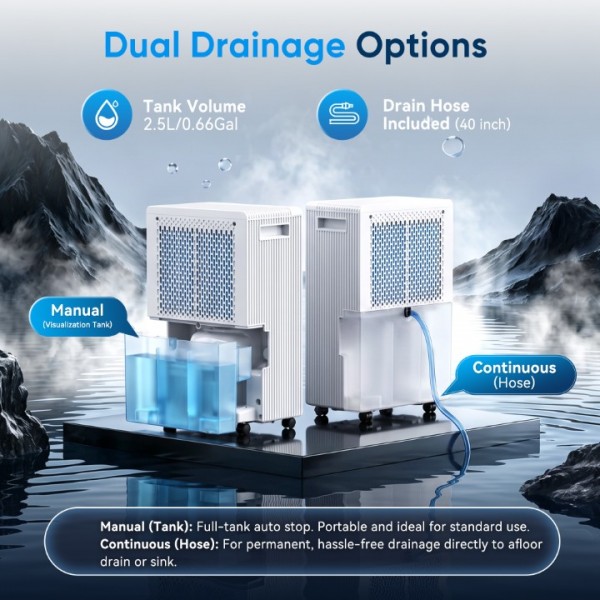 Graplife 2500 Sq.Ft Dehumidifier for Basement with Drain Hose Max, 34 Pints Dehumidifiers for Home, Bedroom, Bathroom, Large Room, Smart Humidity Presets, Three Modes, 24HR Timer, Reusable Air Filter