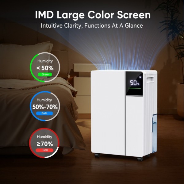 Graplife 2500 Sq.Ft Dehumidifier for Basement with Drain Hose Max, 34 Pints Dehumidifiers for Home, Bedroom, Bathroom, Large Room, Smart Humidity Presets, Three Modes, 24HR Timer, Reusable Air Filter