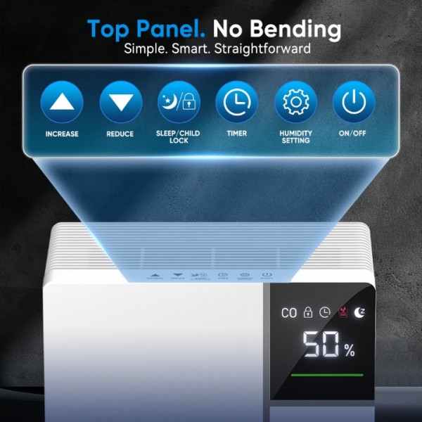 Graplife 2500 Sq.Ft Dehumidifier for Basement with Drain Hose Max, 34 Pints Dehumidifiers for Home, Bedroom, Bathroom, Large Room, Smart Humidity Presets, Three Modes, 24HR Timer, Reusable Air Filter